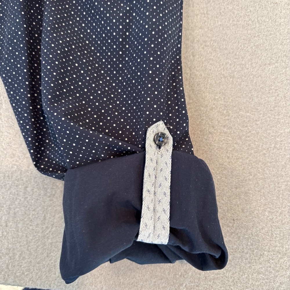 Eighty Eight Platinum Mens XXL Dress Shirt Navy Blue White Polka Dot Long Sleeve - Picture 7 of 12